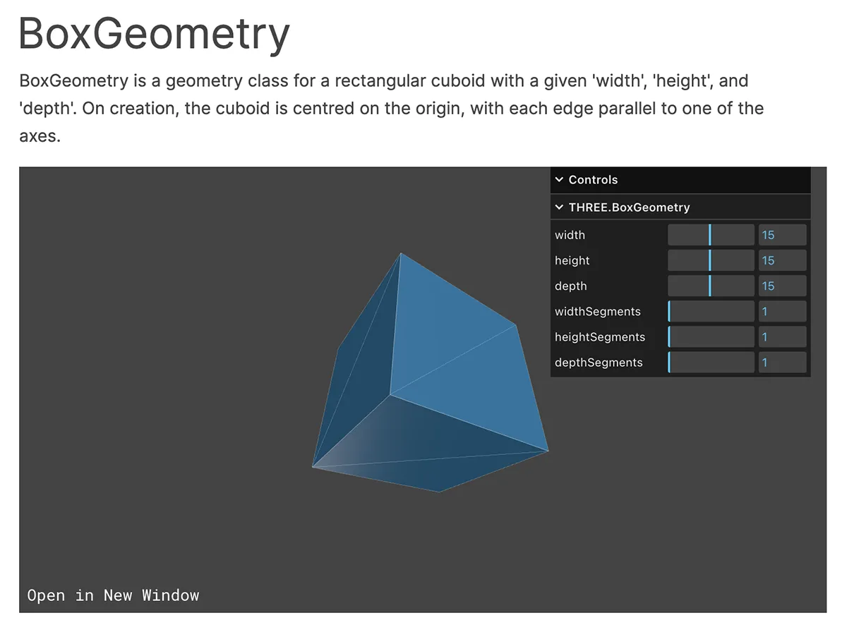 Three.js Geometry 頁面